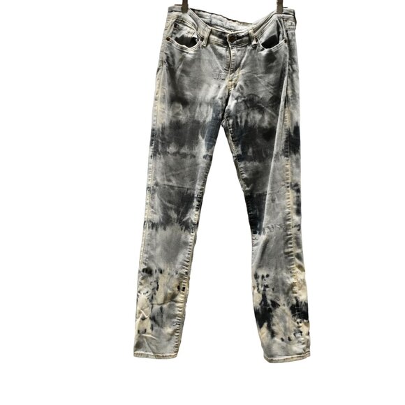 Women's Signature Levi Strauss Modern Straight Custom Bleach Dye Jeans 10L - Picture 1 of 6